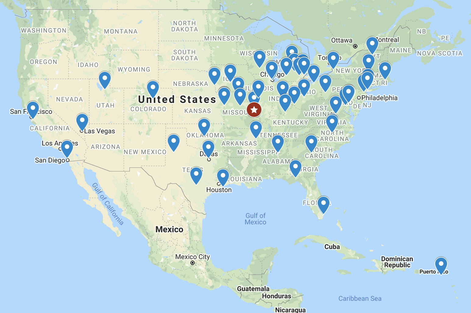 map of our residents medical schools