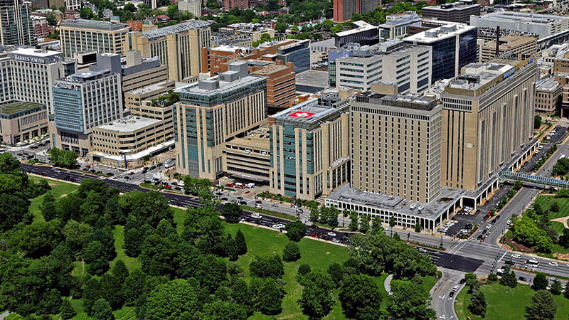 aerial view of WashU's medical campus