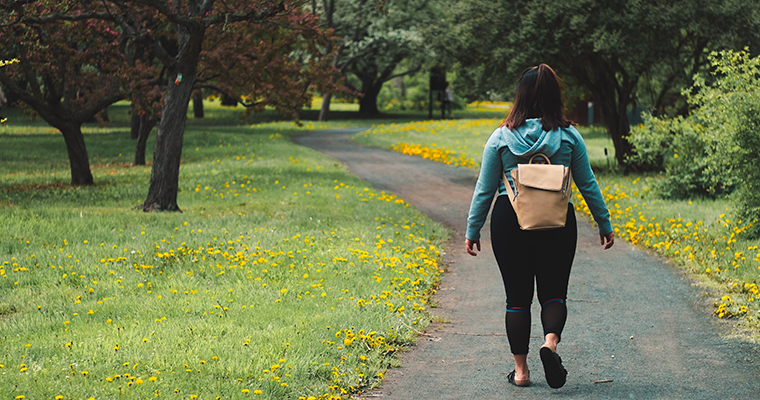 person walking in park