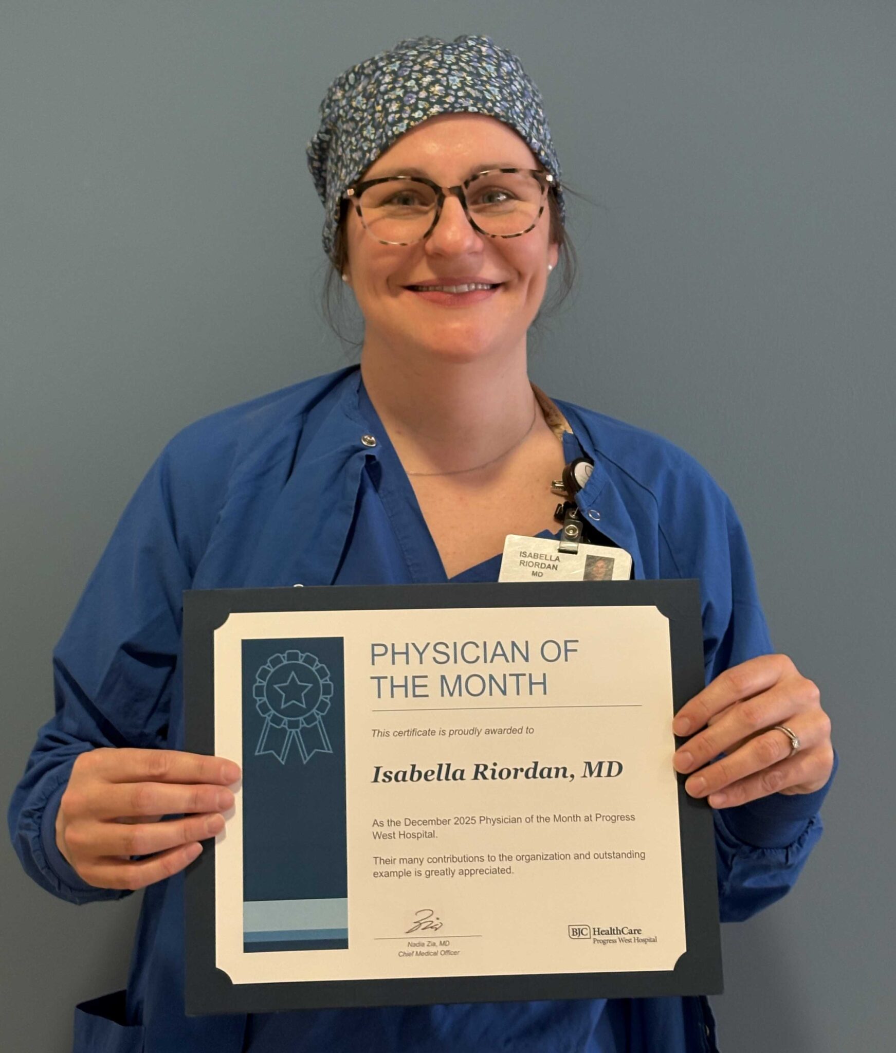 Dr. Riordan recognized as December 2025 Physician of the Month at ...