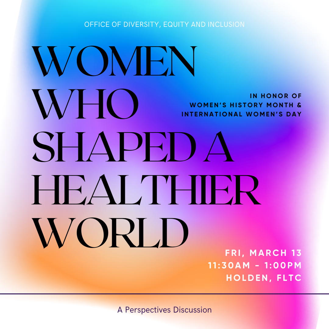 Graphic describing the Women Who Shaped a Healthier World event.