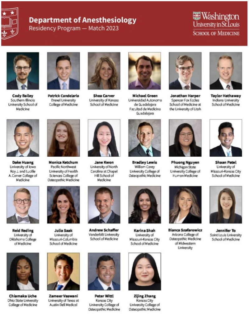 Match Day 2023 WashU Anesthesiology 22 new residents